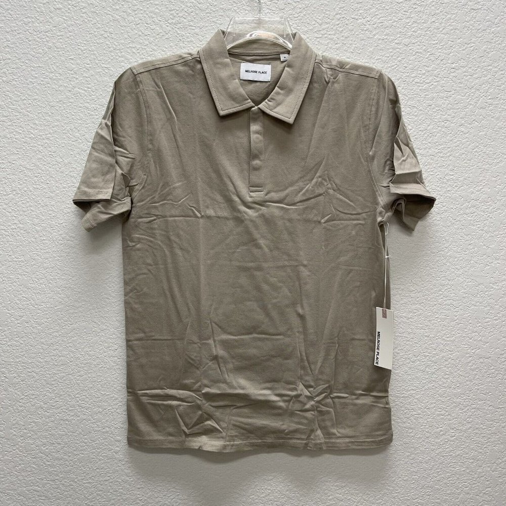 Melrose Place Mens Medium Polo Golf Shirt NWT NEW Brookside Concrete Khaki